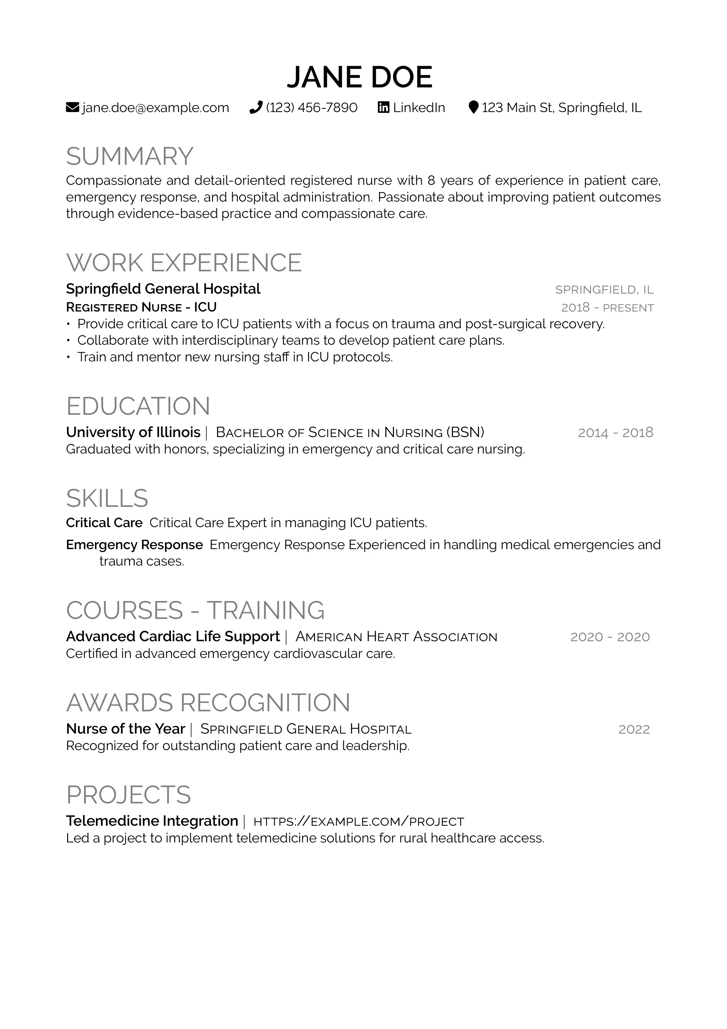 A modern, clean, and professional resume template showcasing key personal information with balanced design, perfect for building standout CVs and resumes.